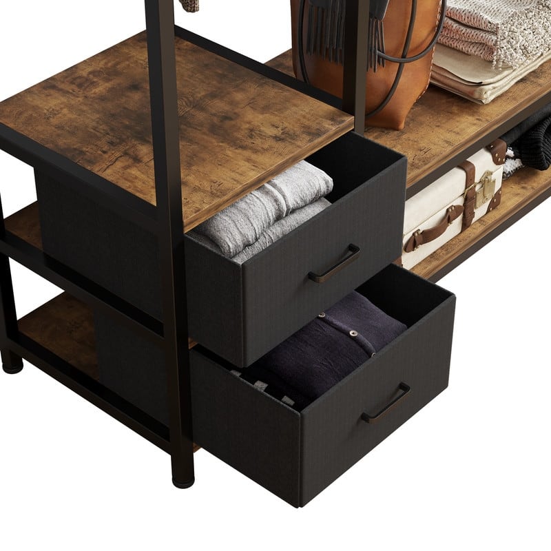 Brown and Black Clothes Rack Multiple Storage Racks Wardrobe Storage Rack