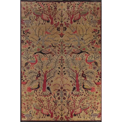 Hand Knotted Oriental 100% Wool Carpet Traditional All-Over Brown Ziegler Area Rug - 12' 2'' X 8' 8''