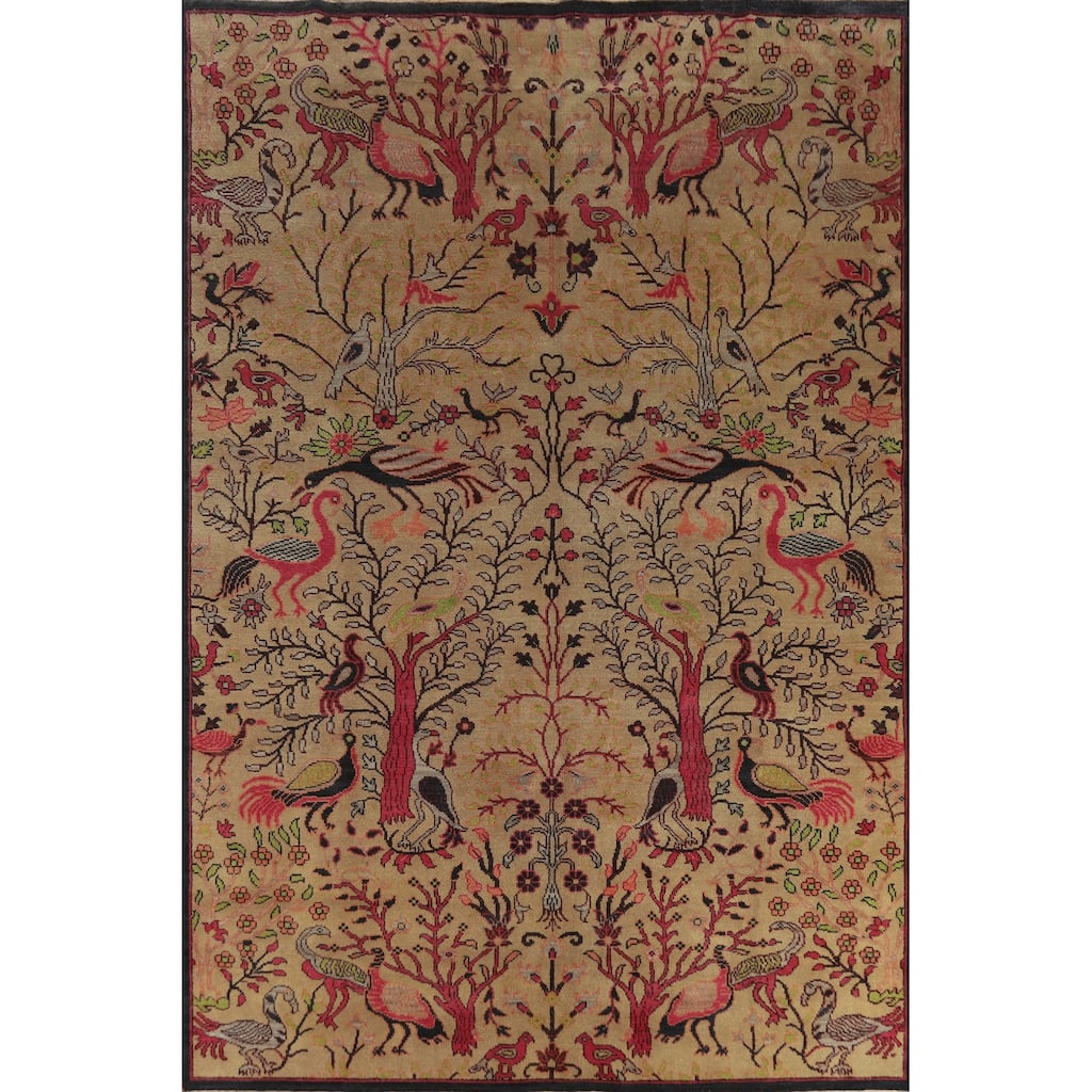 Hand Knotted Oriental 100% Wool Carpet Traditional All-Over Brown Ziegler Area Rug - 12' 2'' X 8' 8''