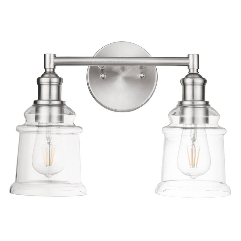 Prominence Home Eaton Ridge Industrial Farmhouse Bathroom Vanity Light, Brushed Nickel - Brushed Nickel