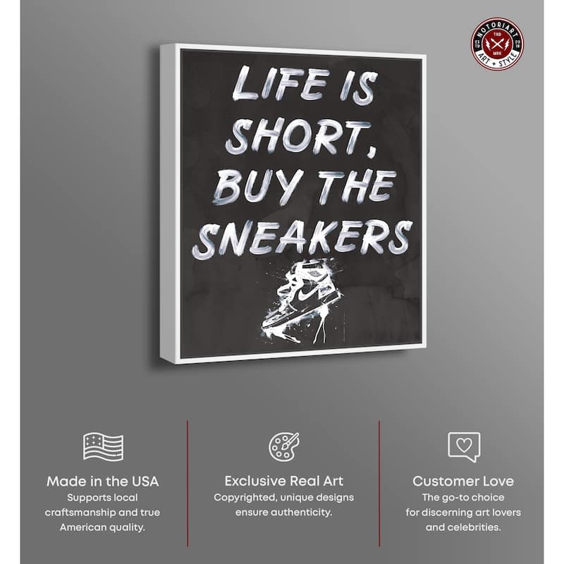 Notoriart Buy The Sneakers Framed Sneaker 1 Piece Canvas Wall Art