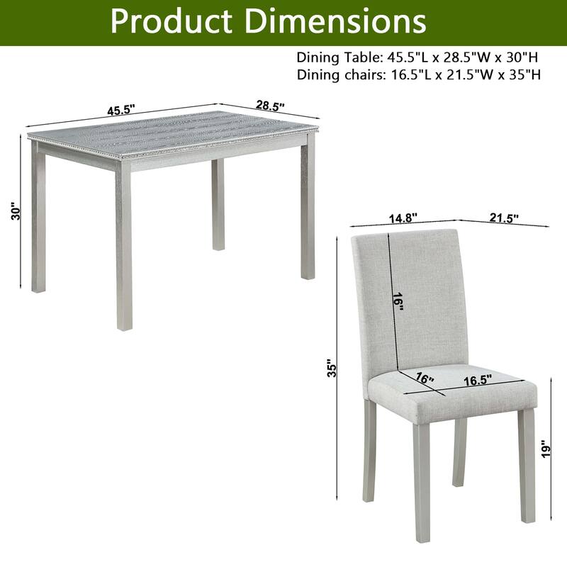 Wooden Dining Square Table, Kitchen Table for Small Space Counter Height Table