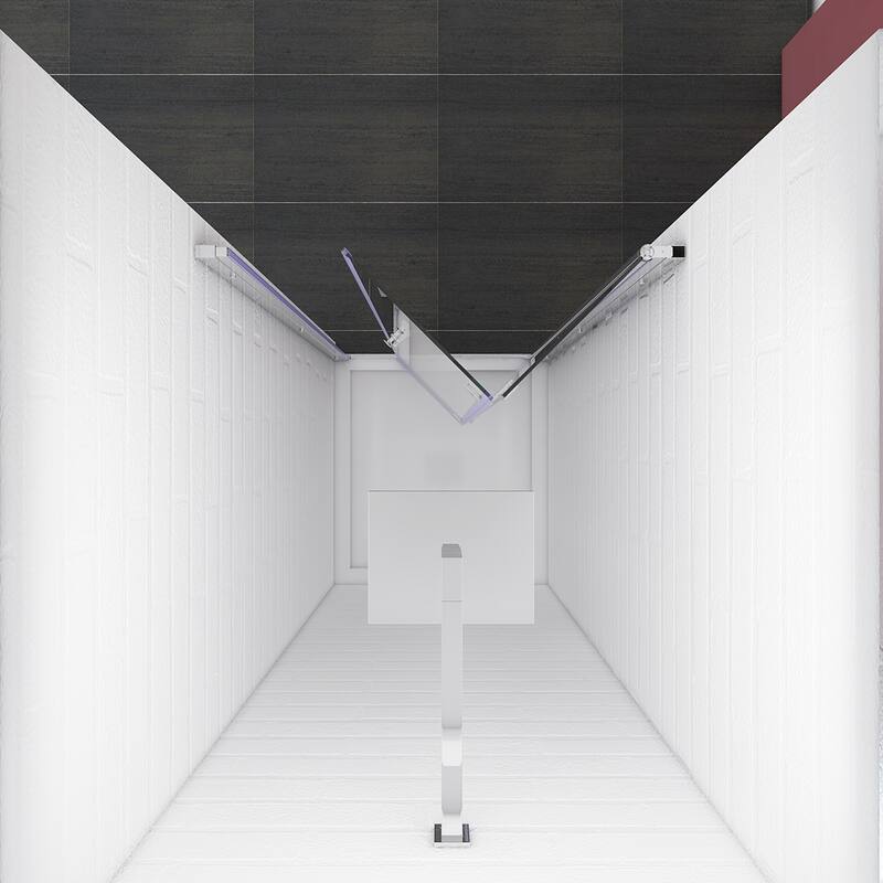 Elegant Bi-Fold Frameless Pivot Swing Shower Door Enclosure with Clear Glass Panel and Hardware Kit