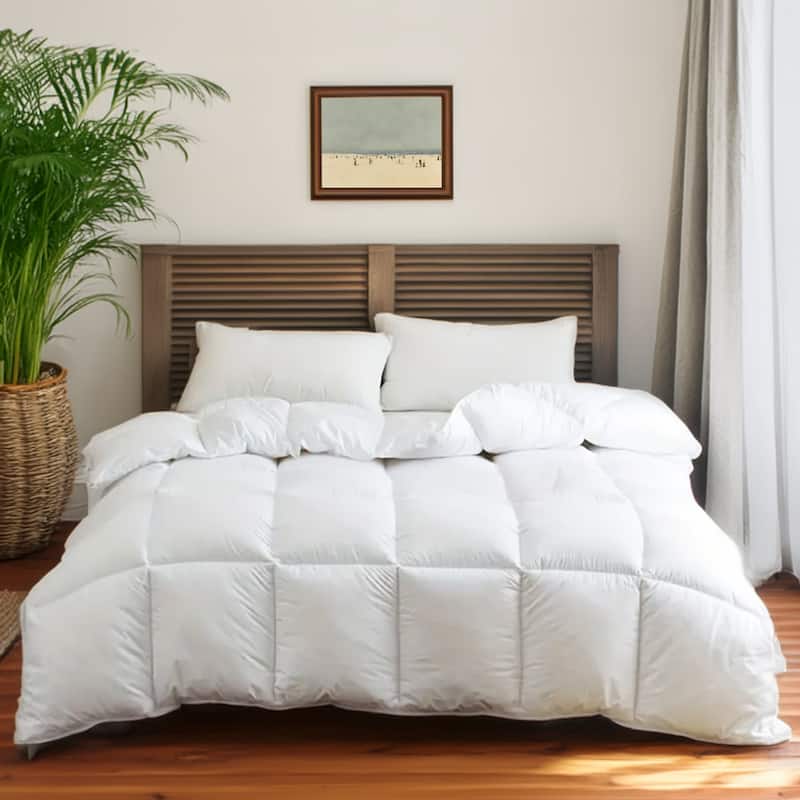 Highland Feather 950 Loft Polish White Goose Down Duvet/Comforter 700TC Casing with Corner Ties - Twin - All Season
