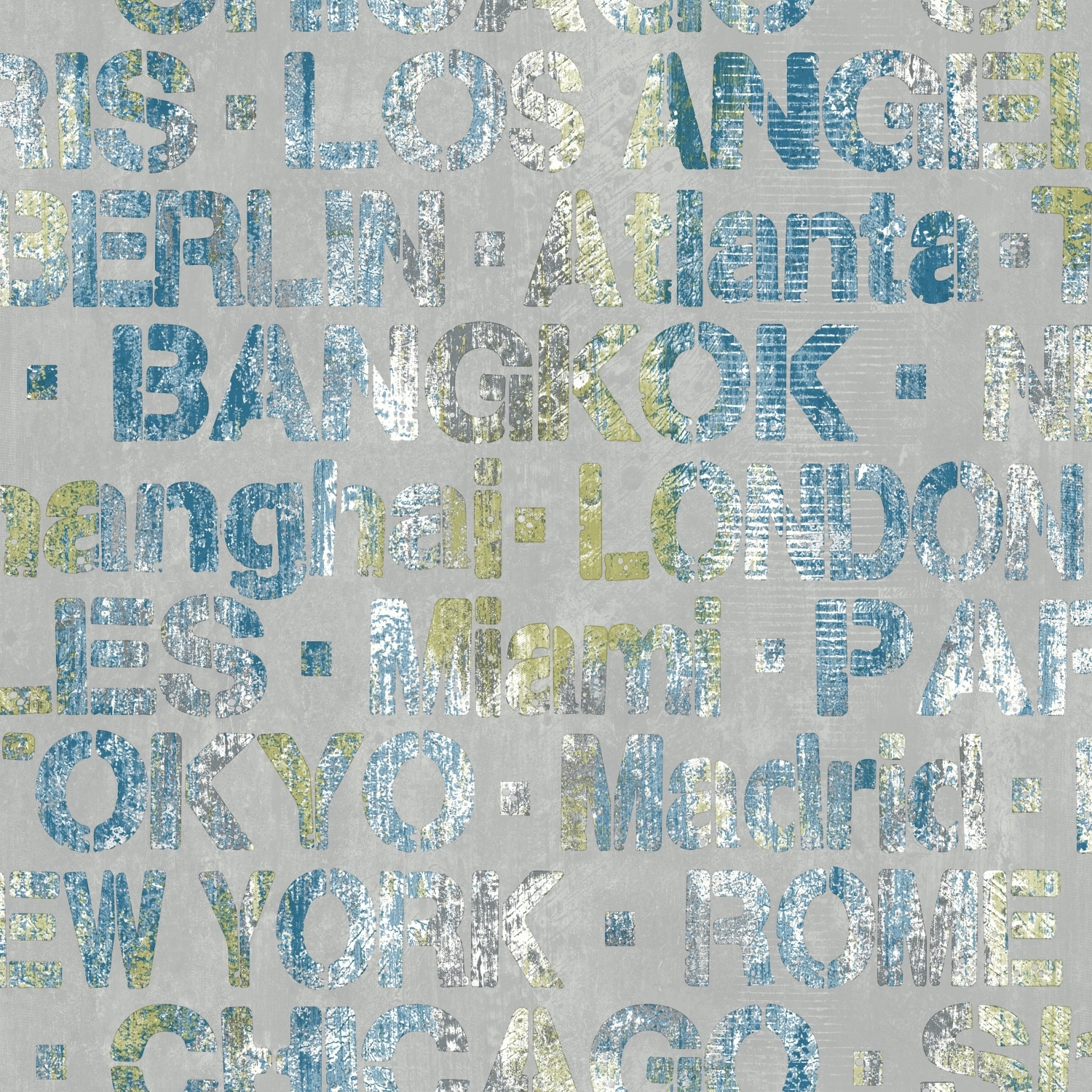 RoomMates Blue & Green Cities Of The World Peel and Stick Wallpaper