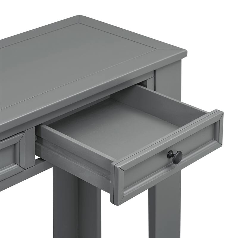 Merax Rustic Console Table with Storage Drawers and Bottom Shelf