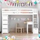 preview thumbnail 2 of 18, Twin size Loft Bed with Storage Drawers ,Desk and Stairs, Wooden Loft Bed with Shelves, No box spring required- White