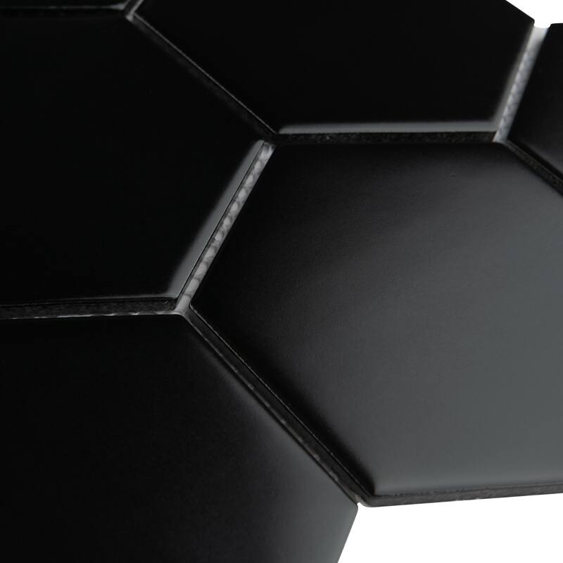 Merola Tile Metro 4" Super Hex Matte Black 10" x 11-1/2" Porcelain Mosaic Tile