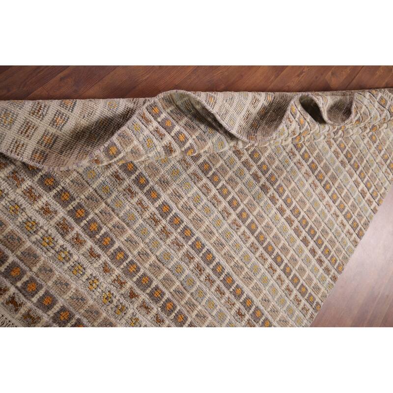 All-Over Checkered Moroccan Area Rug Handmade Wool Carpet - 4'11"x 7'6"