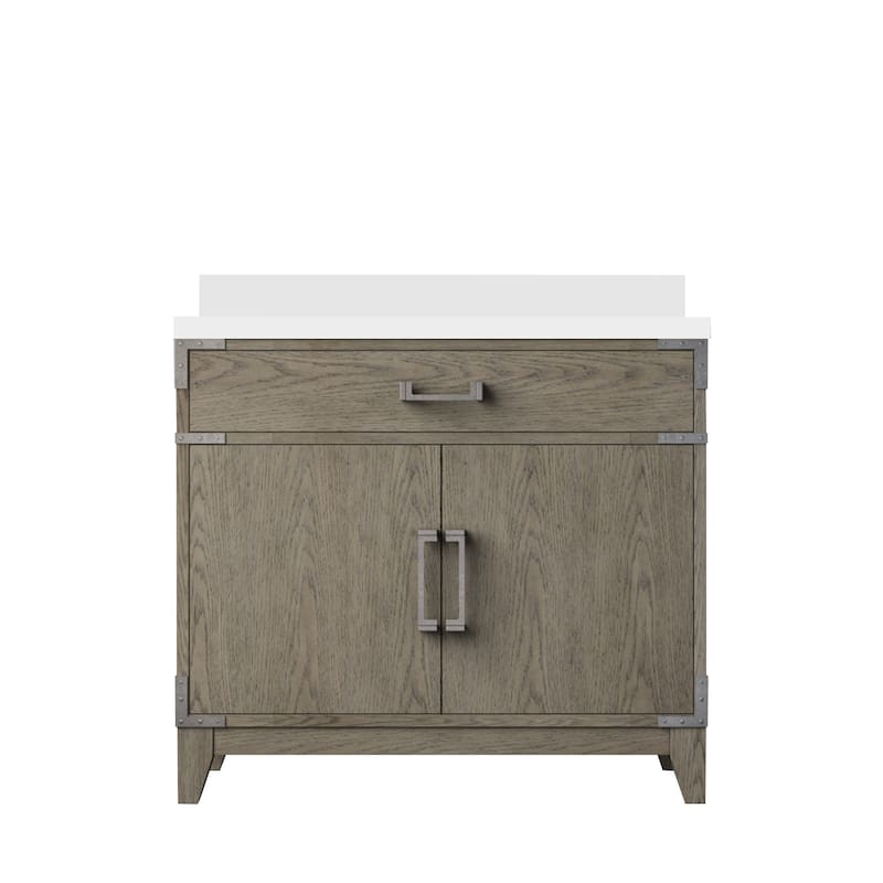 Laurel Bath Vanity with Quartz Top and Sink - 36 inch - Grey Oak