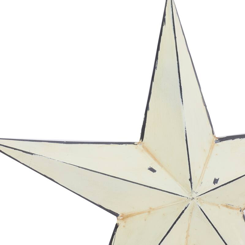 Cream Metal Star Home Wall Decor (Set of 3) - 24 x 4 x 24