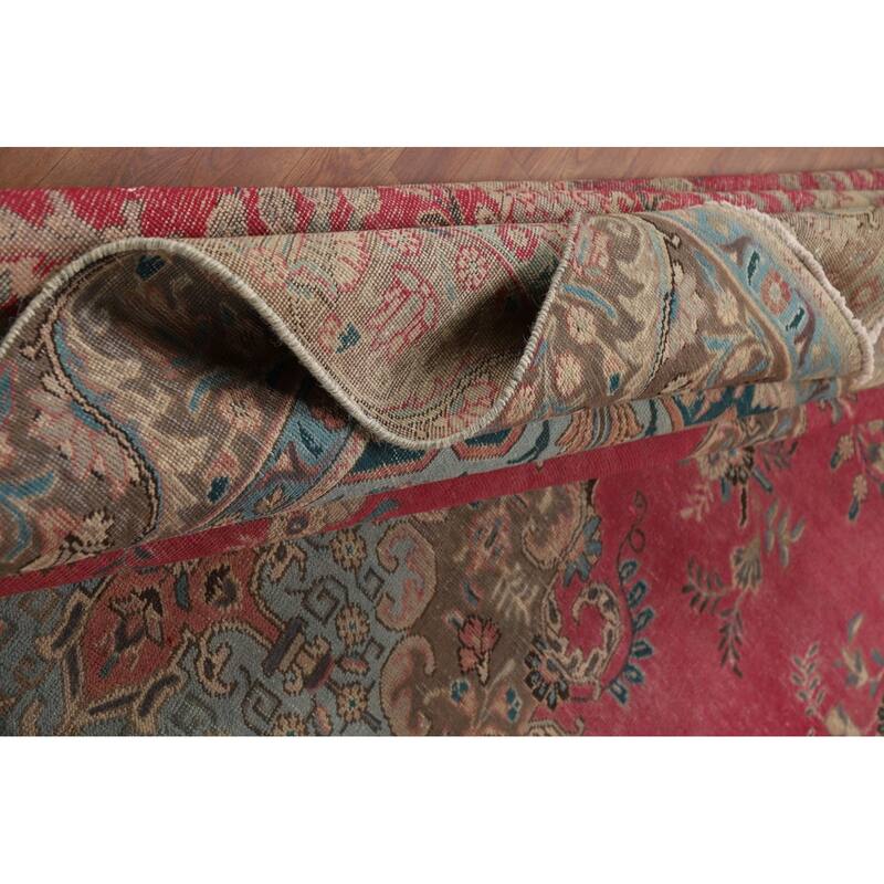 Pink Medallion Tabriz Persian Area Rug Hand-Knotted Wool Carpet - 9'0"x 12'7"