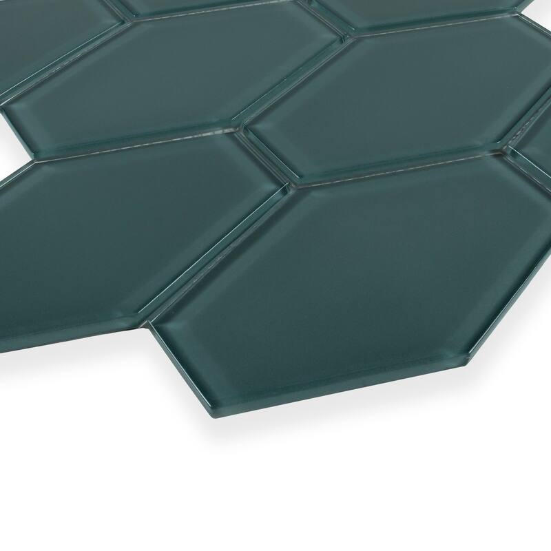 Long Hex 11 in. x 11 in. Glass Mesh-Mounted Mosaic Tile
