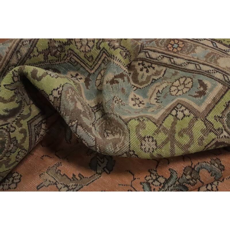 Hand Knotted Oriental 100% Wool Carpet Traditional Floral Oranges & Rust Tabriz Area Rug - 12' 7'' X 10' 1''