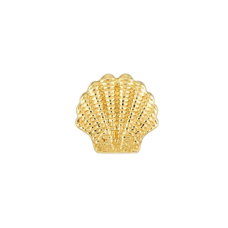 Curata 14k Yellow Gold 6mm Small Textured Seashell Stud Earrings