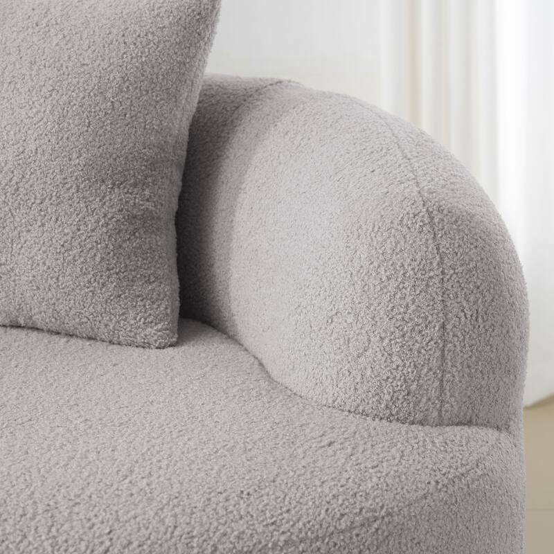 Grey Curved Loveseat Sofa with Round Armrest, No Assembly