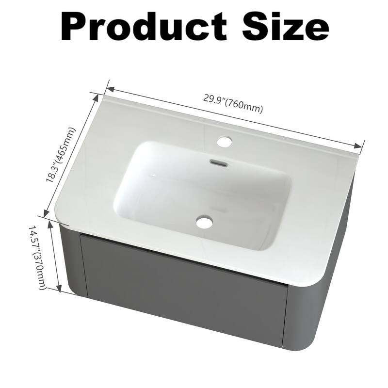 GDF Studio - Greyson American Design Floating Bathroom Vanity with Integrated Ceramic Basin and Soft-Close Drawer