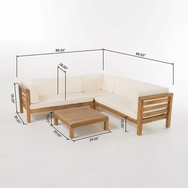 Outdoor WOODEN SECTIONAL SET WITH CUSHIONS, BEIGE
