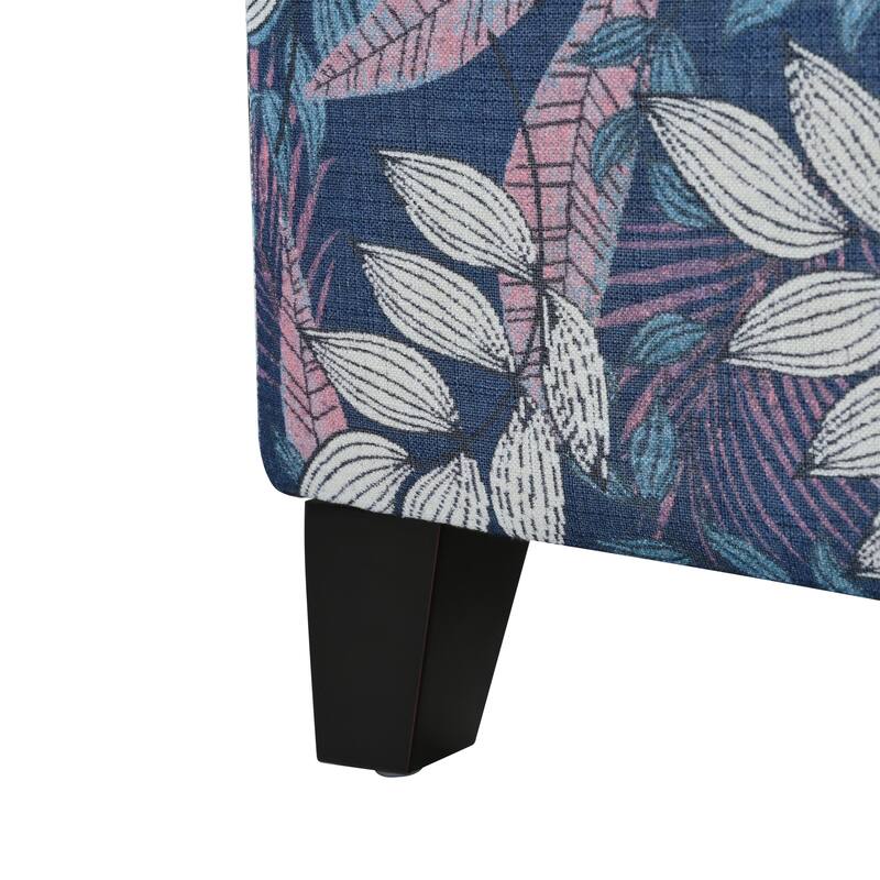Luxury Storage Ottoman with Floral Patterned Fabric Soft-Close Hinges