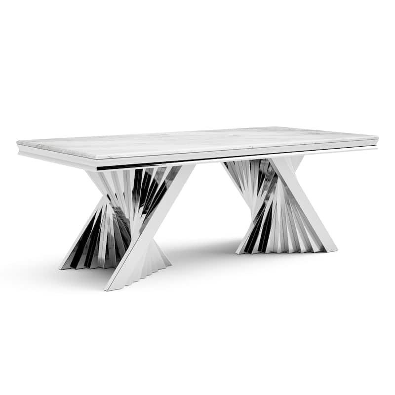 Furniture of America Thaddeus Glam 79-inch Sintered Stone Top Dining Table
