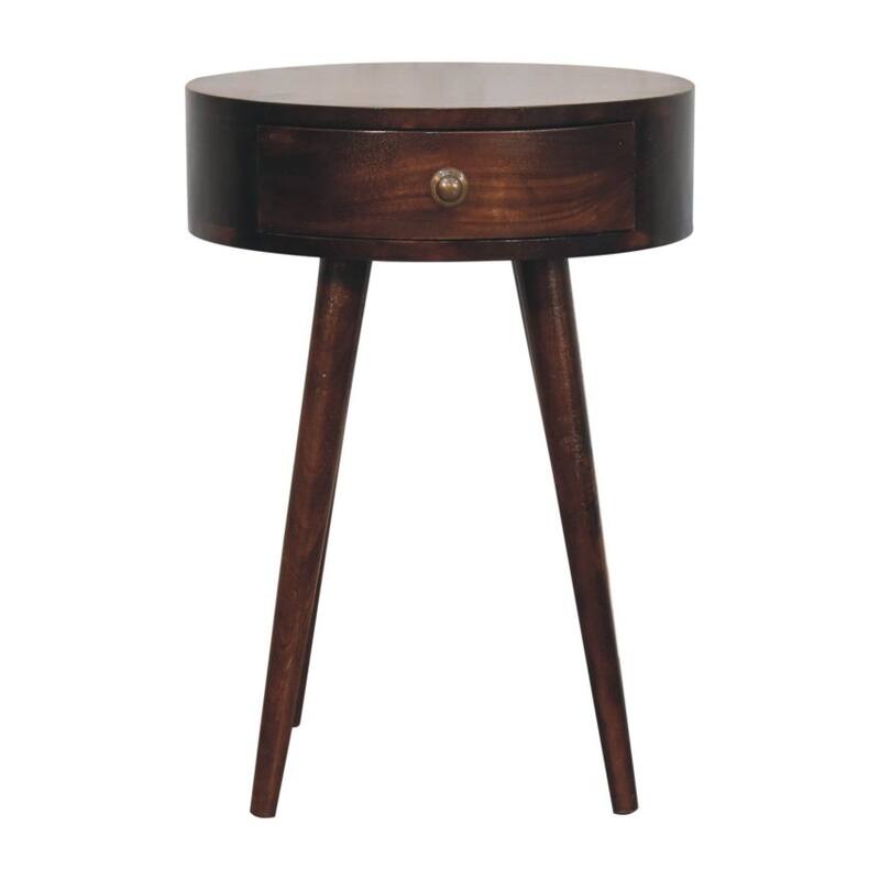 Artisan Furniture Solid Wood Nordic California Walnut Circular Shaped Bedside