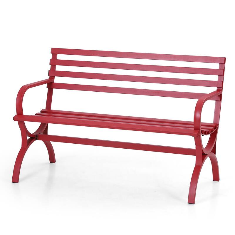 MAISON ARTS 48'' Outdoor Garden Bench White Minimalist Steel Frame Patio Park Bench