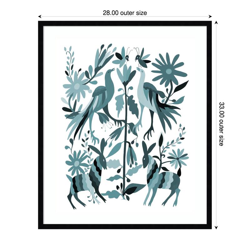 Otomi Blue by CATS AND DOTZ Wood Framed Wall Art Print - Svelte Noir Black