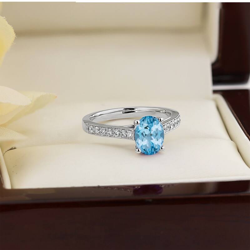 Auriya 1 1/5ct Fancy Oval Sky Blue Topaz and Diamond Engagement Ring 1/4ctw 14k Gold