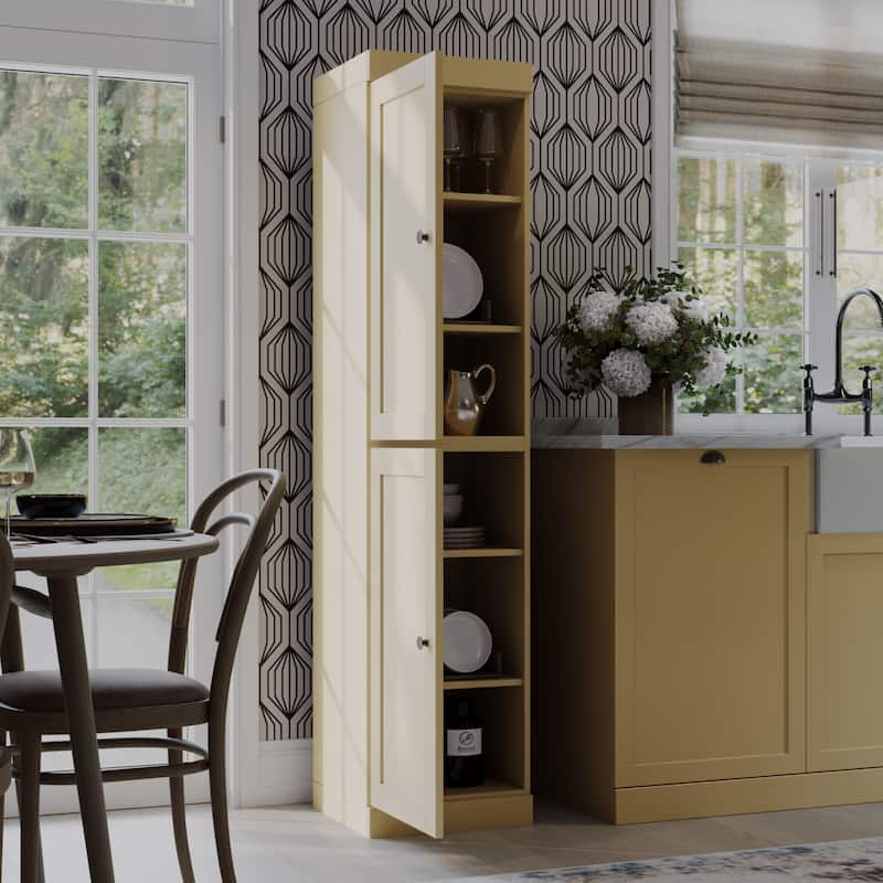 Palace Imports 100% Solid Wood 16.5" Kitchen Pantry Cabinet with Shaker Doors and Adjustable Shelves