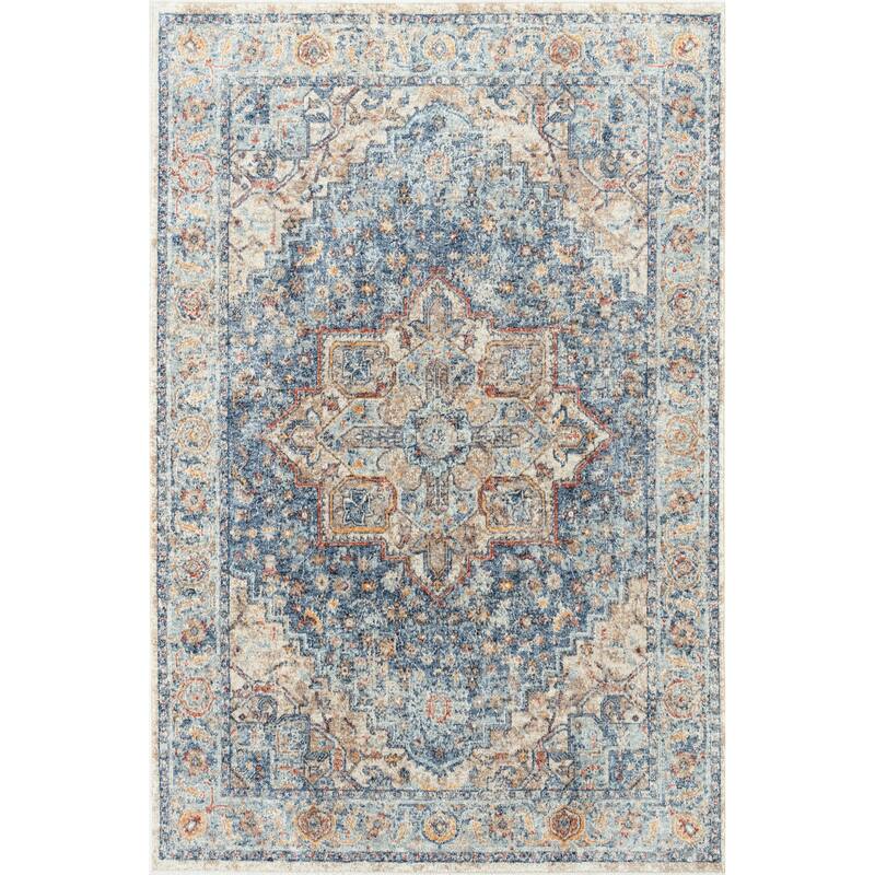 Stelios Collection Navy Transitional Area Rug - 2'0'' X 3'3''
