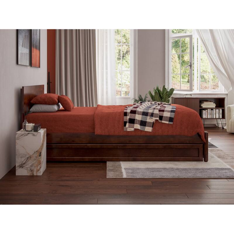 Wesley Platform Bed with Panel Footboard and Twin XL Trundle