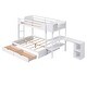 preview thumbnail 8 of 14, Pine Wood Twin over Full Bunk Bed with Shelves, Desk and Drawers