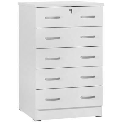 Cindy 5 Drawer Chest Wooden Dresser with Lock