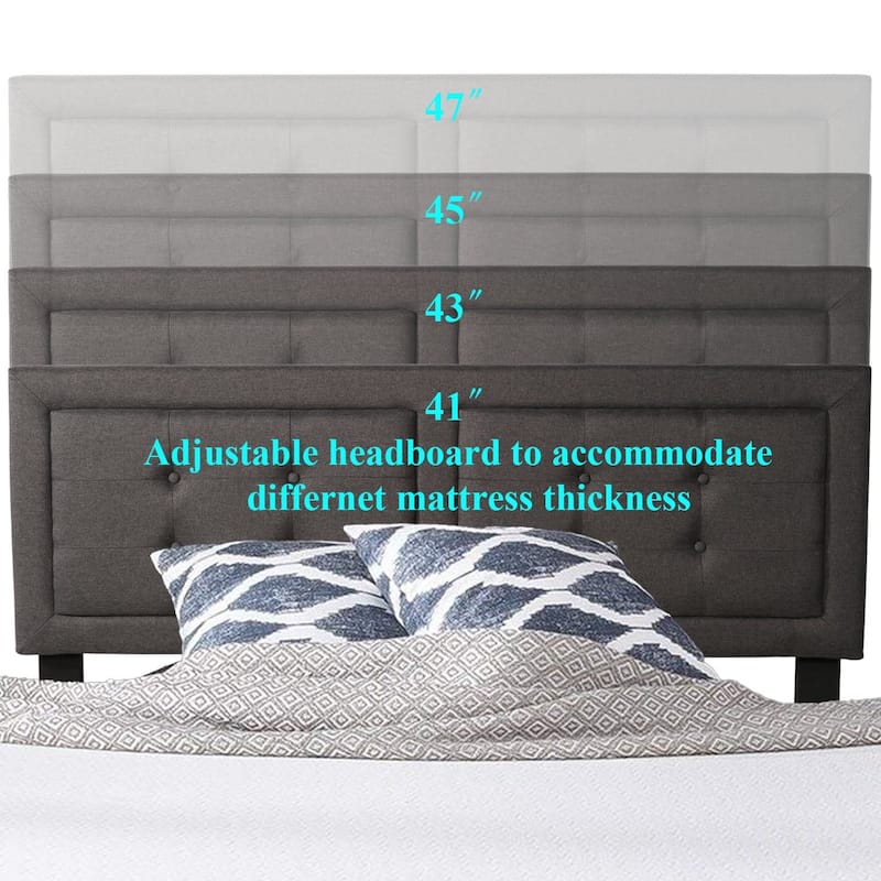 VECELO 3-pieces Upholstered Bedroom Set with Height Adjustable Headboard and Nightstands Set of 2