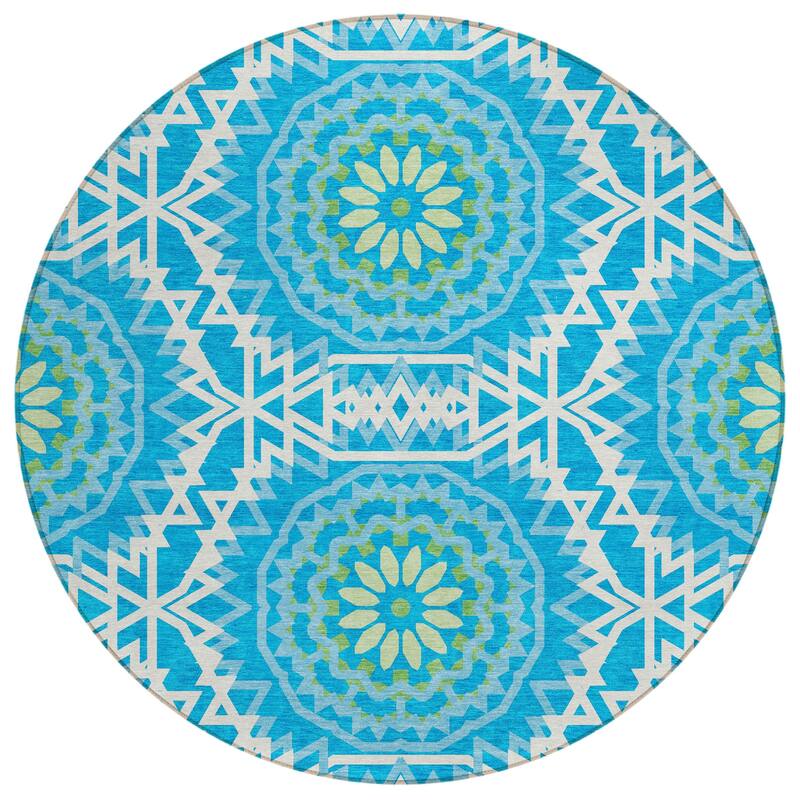 HomeRoots Floral Medallion Transitional Rectangle Outdoor Rug