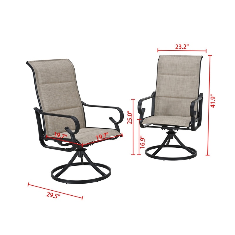 Patio Festival Metal Padded Outdoor Swivel Dining Chair (2-Pack)
