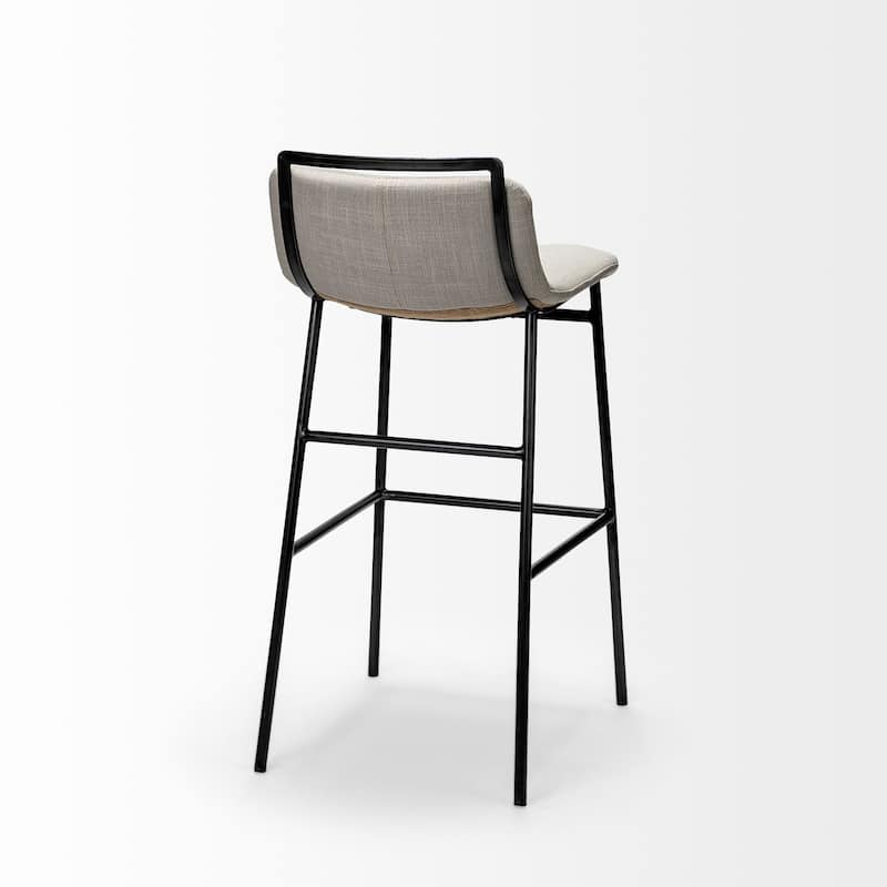 Kavalan Beige Fabric Seat with Black Metal Frame Counter Stool