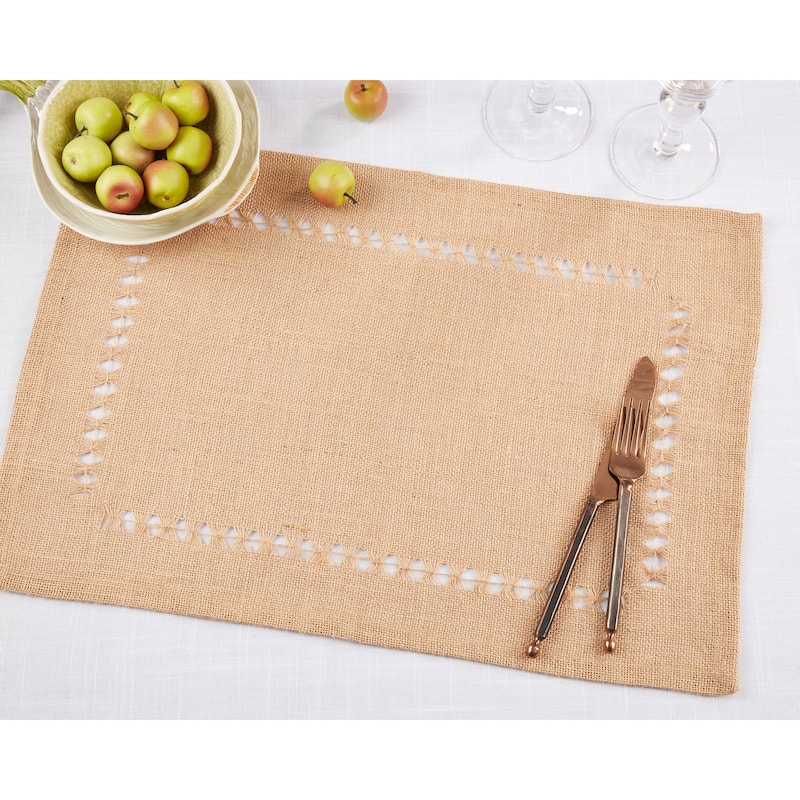 Earthy Elegance Jute Hemstitch Placemat (Set of 4)