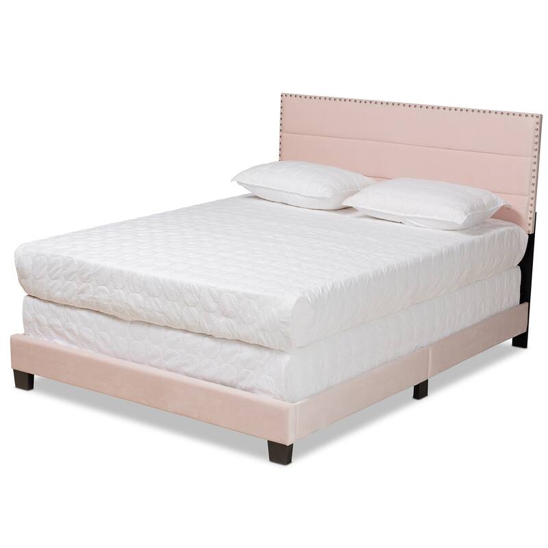 Tamira Modern Glam Velvet Fabric Upholstered Panel Bed - Pink - Full