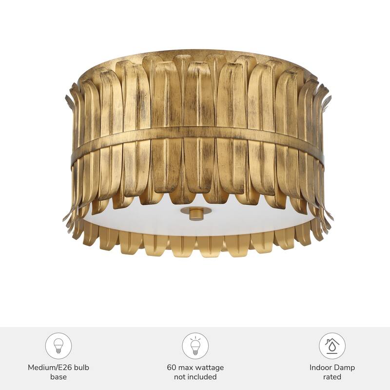 Hunter Valdaz Brushed Luxe Gold 3 Light Flush Mount - Kitchen, Dining Room, Bedroom, Office - Modern/Contemporary, Transitional