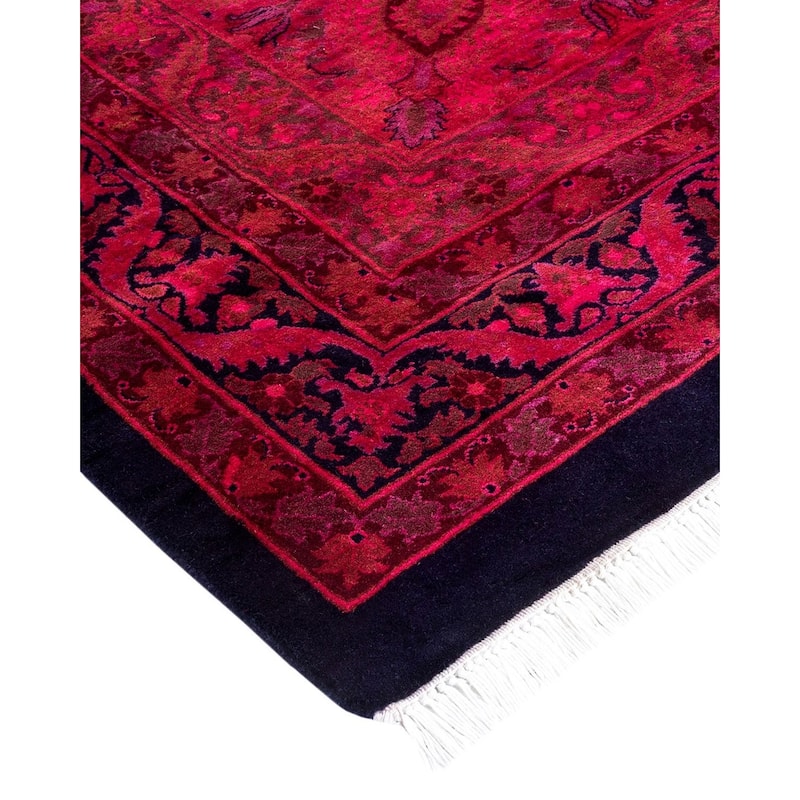 Overton Handknotted Wool Vintage Inspired Contemporary Overdyed Blue Area Rug - 15' 10" x 11' 10"