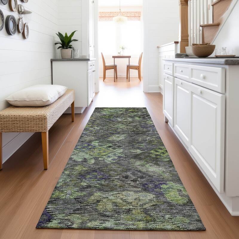 Premium Washable Super Soft Traditional Tribal Mayfield Rug - Green - 2'3" x 7'6"