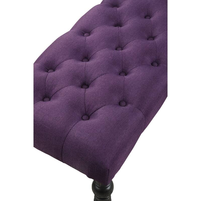 Button Tufted Upholstered Bench, Upholstered Dining Chairs, Dining Table and Chairs Set with Rectangular Table, Purple