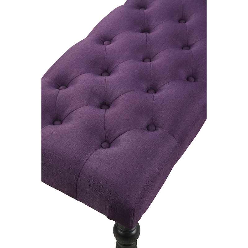 Leviton Fabric Tufted Turned Leg Dining Bench