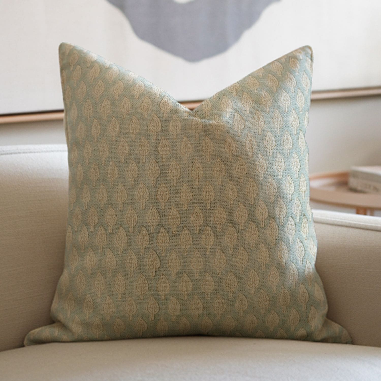 Fabdivine Hand Block Print Linen Floral Sustainable Bed Room Decor Cushion Cover, Khushbu