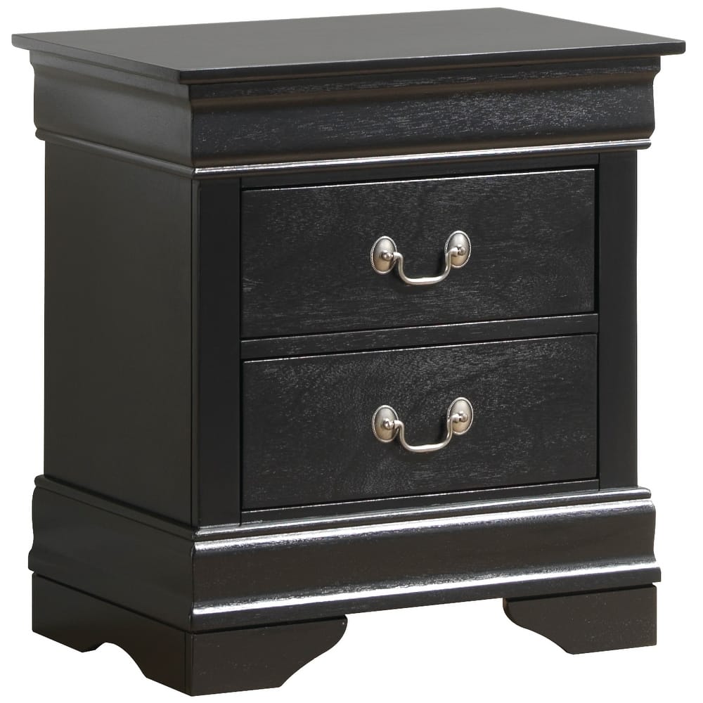 Traditional 22-in Metal Hand Holder 2-Drawer Wood Nightstand