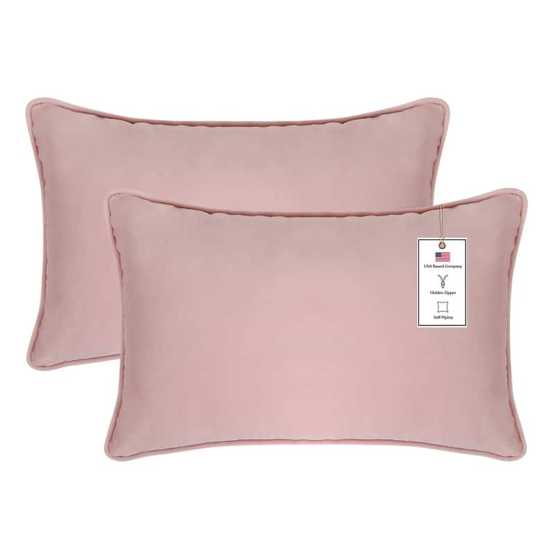 A1HC Set of 2 Luxurious Fine Soft Velvet Throw Pillow Covers Only, For Sofas, Beds, Vibrant Colors and Hidden Zipper
