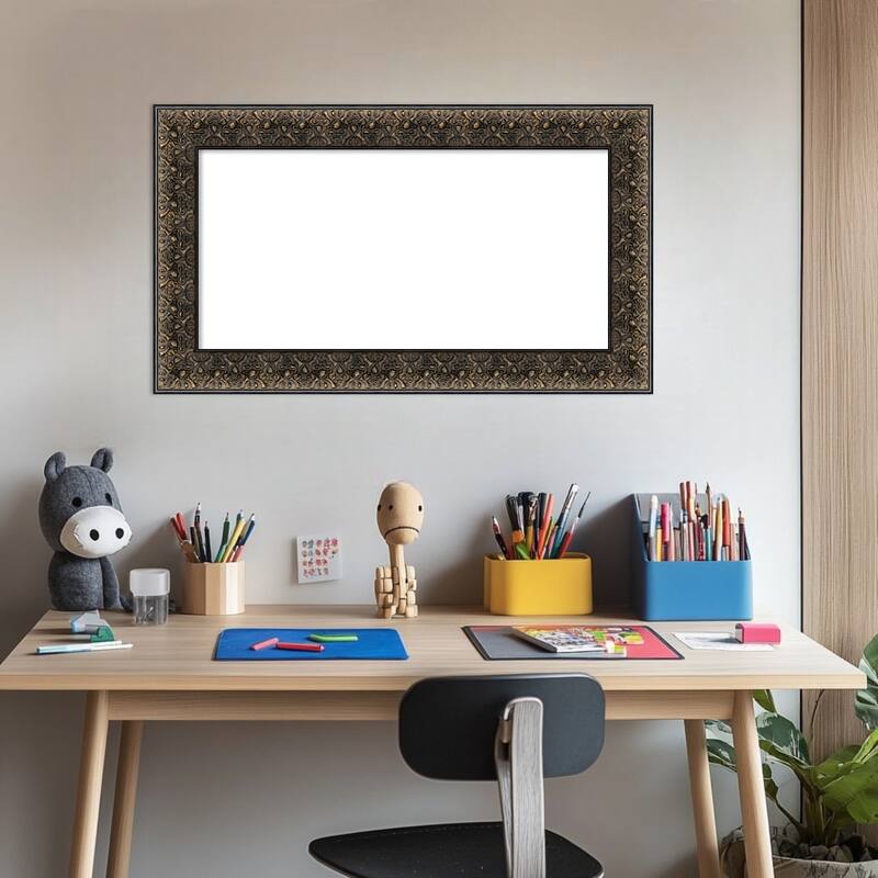 Amanti Art Intaglio Embossed Black Framed Dry Erase Magnetic Board