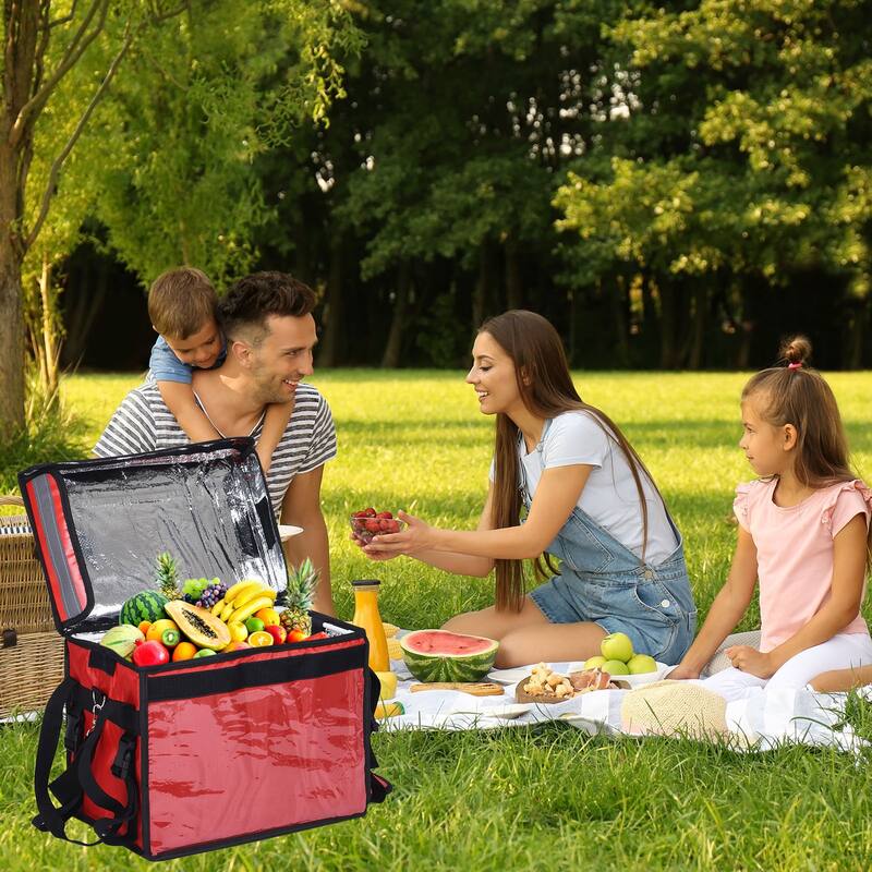 62L Food Delivery Insulated Bag Catering Thermal Bag Pizza Take-away Bag Red
