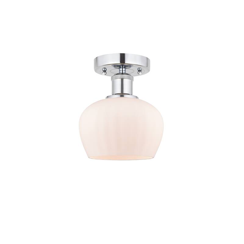 Innovations Lighting Fenton - 1 Light 7" Semi-Flush Mount - Polished Chrome/Matte White